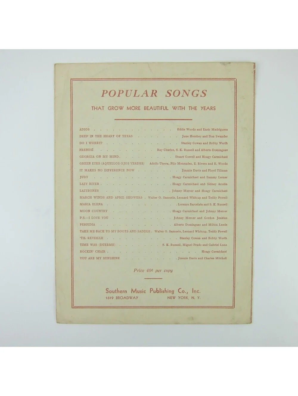 Sheet Music When My Blue Moon Turns To Gold Again Roy Rogers Vintage 1941